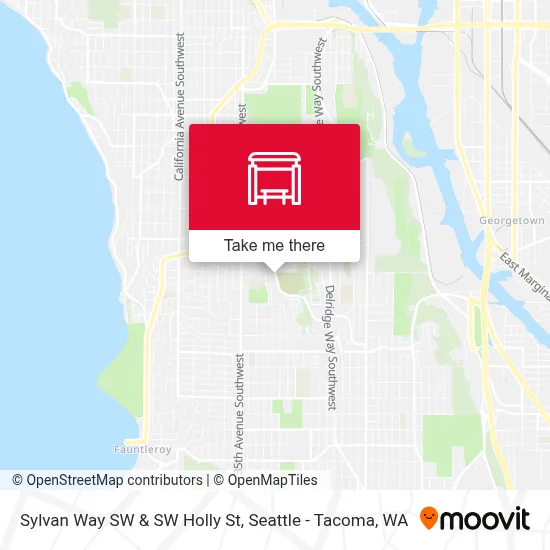 Sylvan Way SW & SW Holly St map