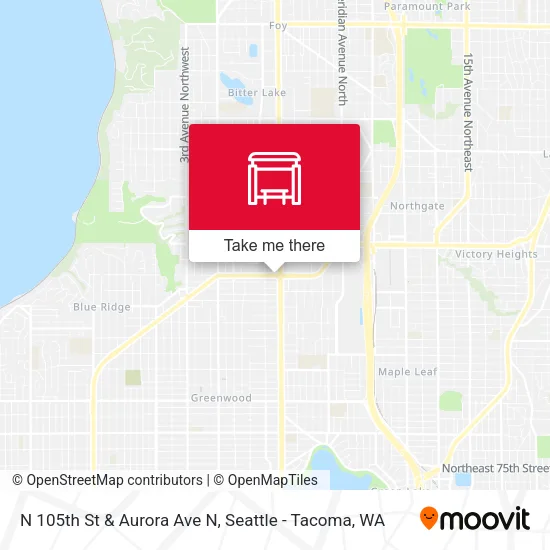 N 105th St & Aurora Ave N map