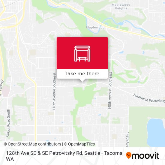 128th Ave SE & SE Petrovitsky Rd map