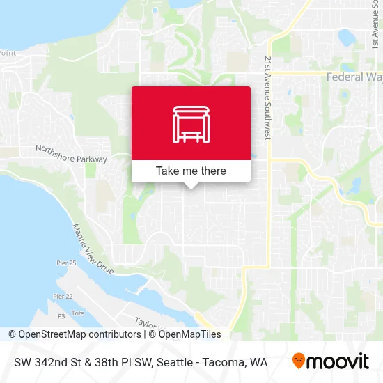 SW 342nd St & 38th Pl SW map