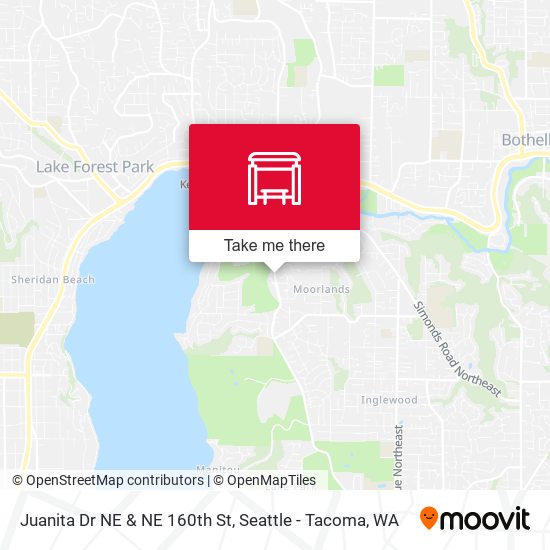 Juanita Dr NE & NE 160th St map