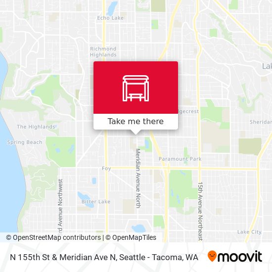 N 155th St & Meridian Ave N map