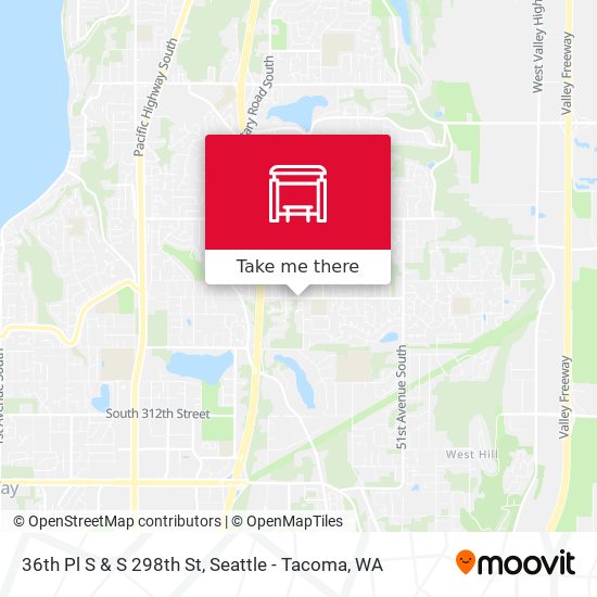 36th Pl S & S 298th St map
