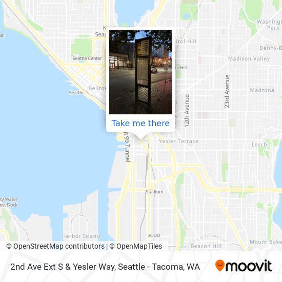 2nd Ave Ext S & Yesler Way map