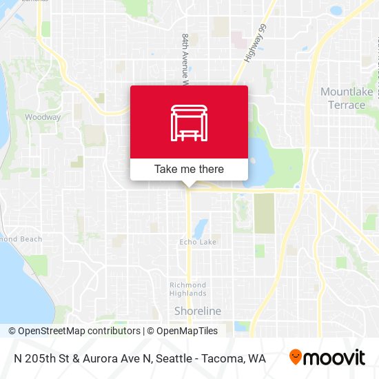 N 205th St & Aurora Ave N map