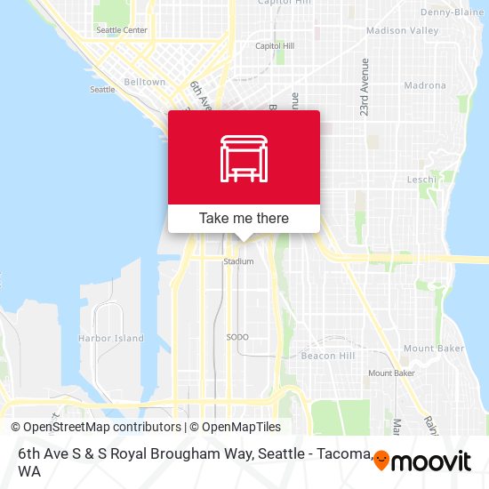 Mapa de 6th Ave S & S Royal Brougham Way