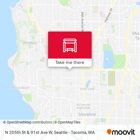 N 205th St & 91st Ave W map