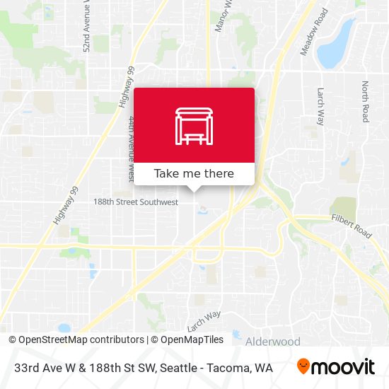 33rd Ave W & 188th St SW map
