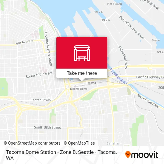 Tacoma Dome Station - Zone B map