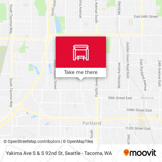 Yakima Ave S & S 92nd St map