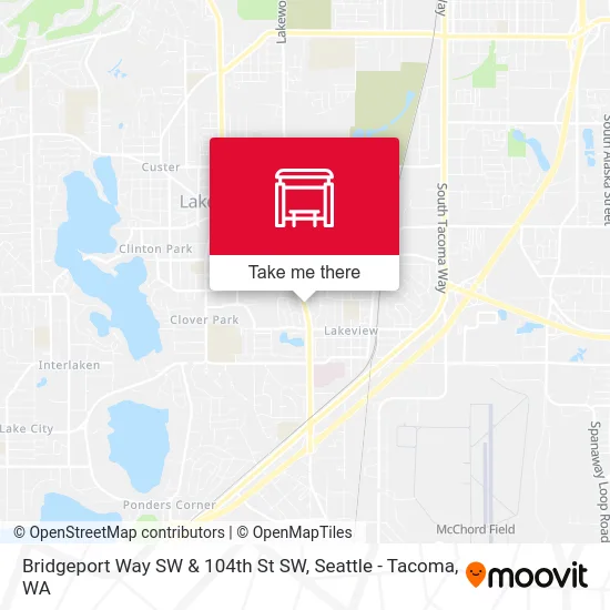 Bridgeport Way SW & 104th St SW map