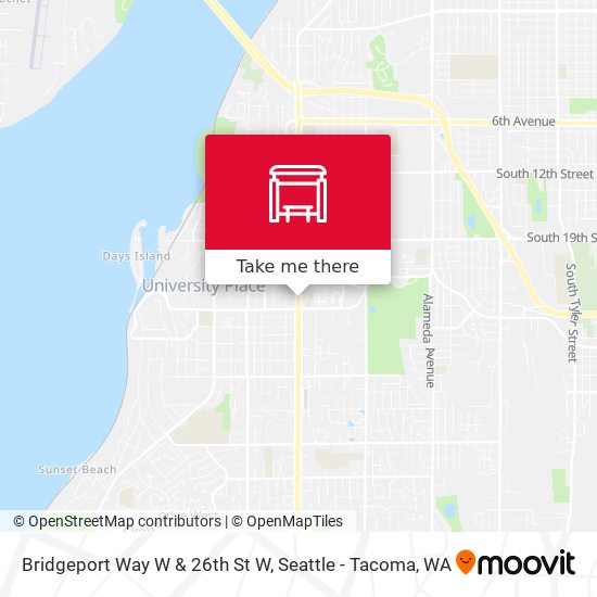 Bridgeport Way W & 26th St W map