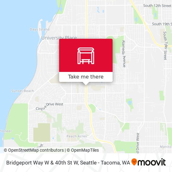 Bridgeport Way W & 40th St W map