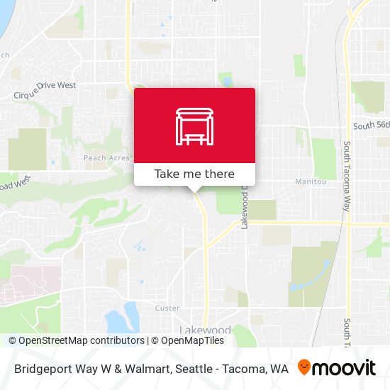Bridgeport Way W & Walmart map