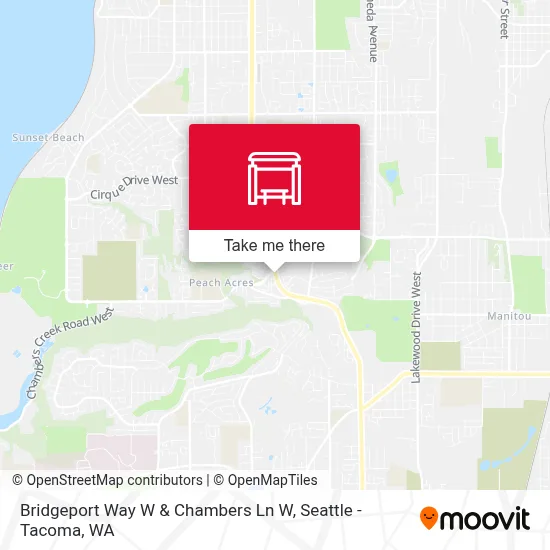 Bridgeport Way W & Chambers Ln W map