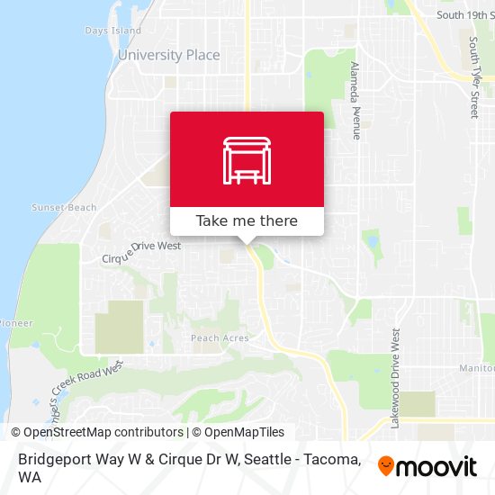 Bridgeport Way W & Cirque Dr W map