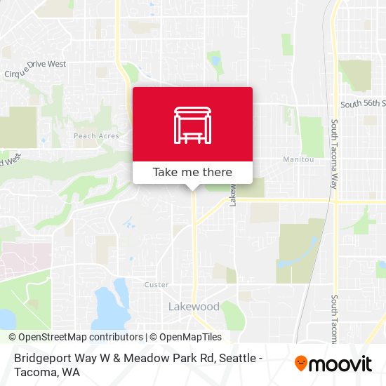 Bridgeport Way W & Meadow Park Rd map