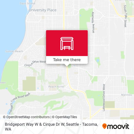 Bridgeport Way W & Cirque Dr W map