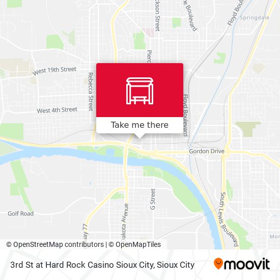 3rd St at Hard Rock Casino Sioux City map