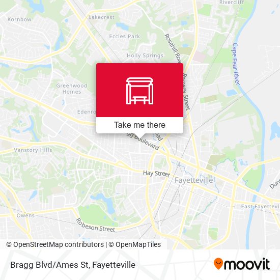 Bragg Blvd/Ames St map