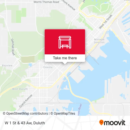 W 1 St & 43 Aw map