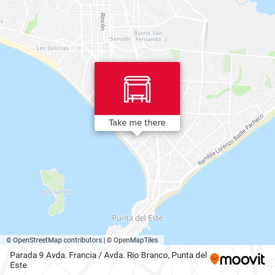 Mapa de Parada 9 Avda. Francia / Avda. Río Branco