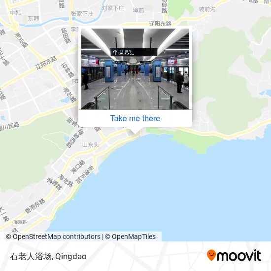 石老人浴场 map