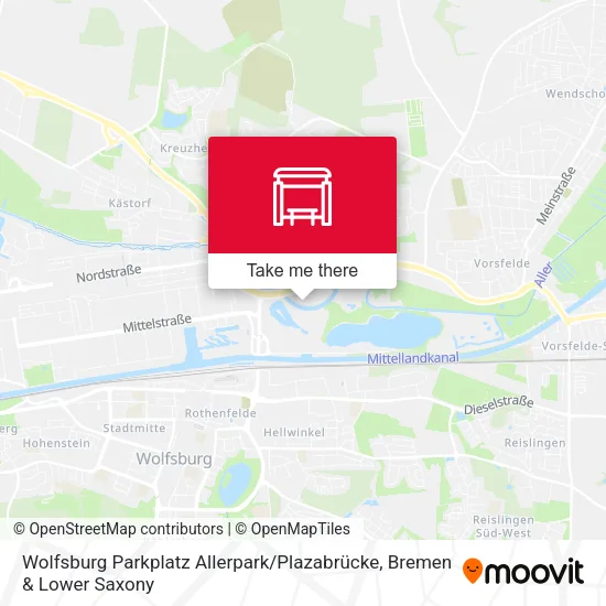 Карта Wolfsburg Parkplatz Allerpark / Plazabrücke