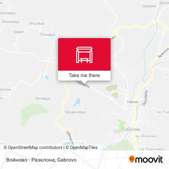 Карта Войново - Разклона