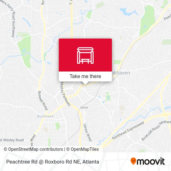 Peachtree Rd @ Roxboro Rd NE map