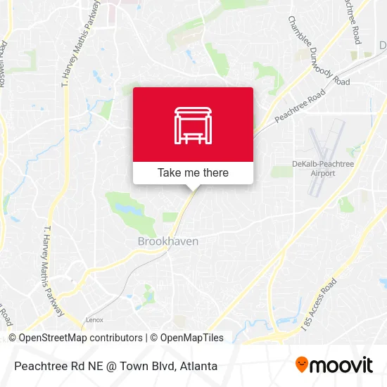 Peachtree Rd NE @ Town Blvd map