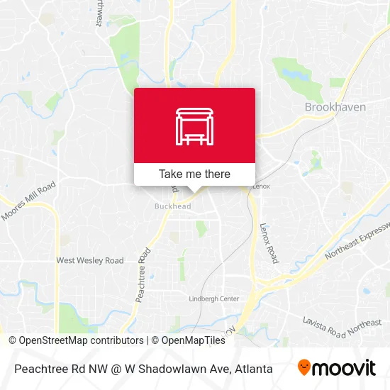 Peachtree Rd NW @ W Shadowlawn Ave map
