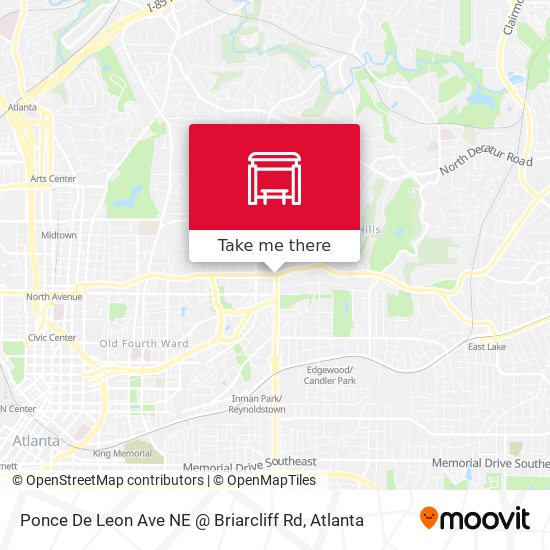 Mapa de Ponce De Leon Ave NE @ Briarcliff Rd