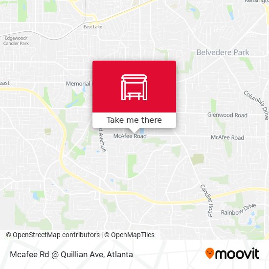 Mcafee Rd @ Quillian Ave map