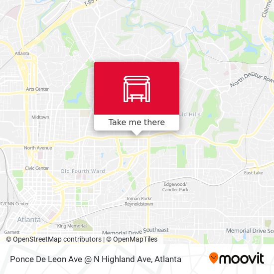 Ponce De Leon Ave @ N Highland Ave map
