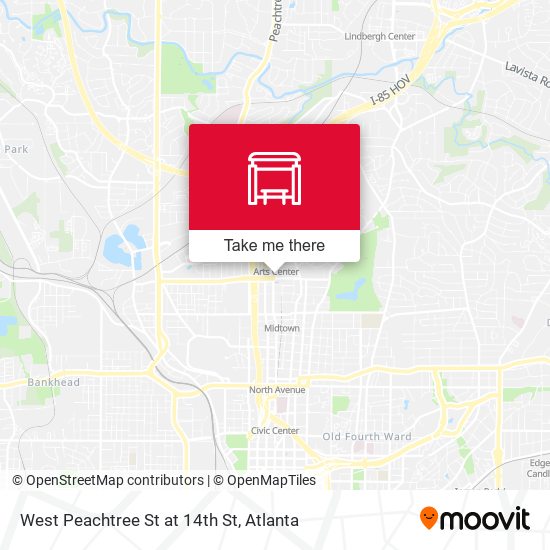 West Peachtree St at 14th St map