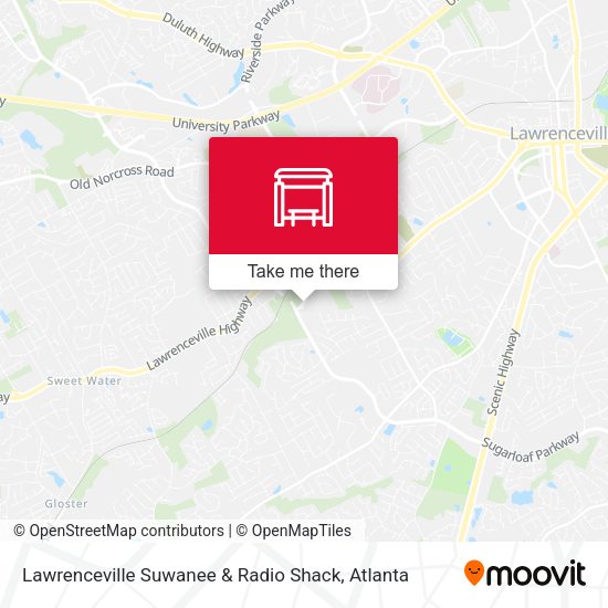 Lawrenceville Suwanee & Radio Shack map