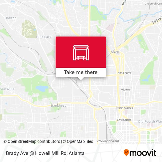 Brady Ave @ Howell Mill Rd map