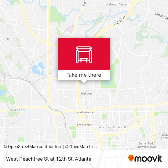 West Peachtree St at 12th St map