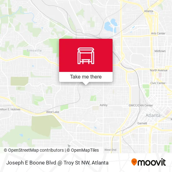 Mapa de Joseph E Boone Blvd @ Troy St NW