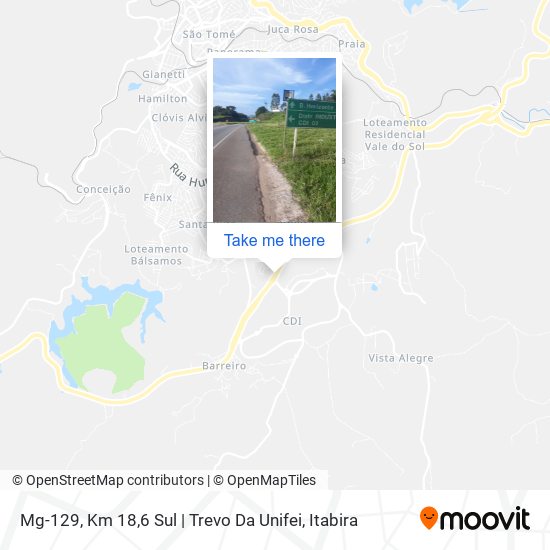 Mapa Mg-129, Km 18,6 Sul | Trevo Da Unifei