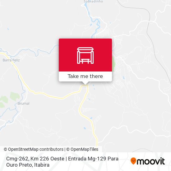 Mapa Cmg-262, Km 226 Oeste | Entrada Mg-129 Para Ouro Preto