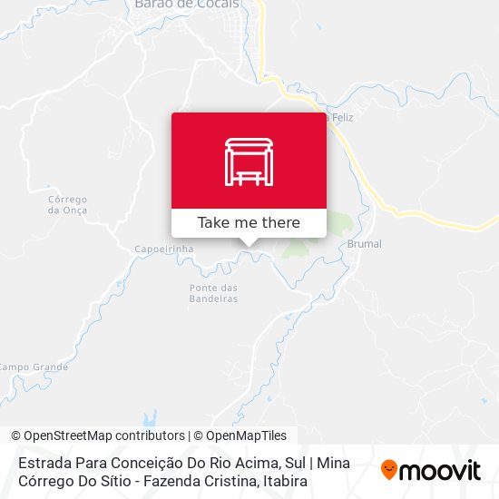 Mapa Estrada Para Conceição Do Rio Acima, Sul | Mina Córrego Do Sítio - Fazenda Cristina