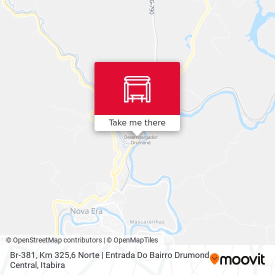 Mapa Br-381, Km 325,6 Norte | Entrada Do Bairro Drumond Central