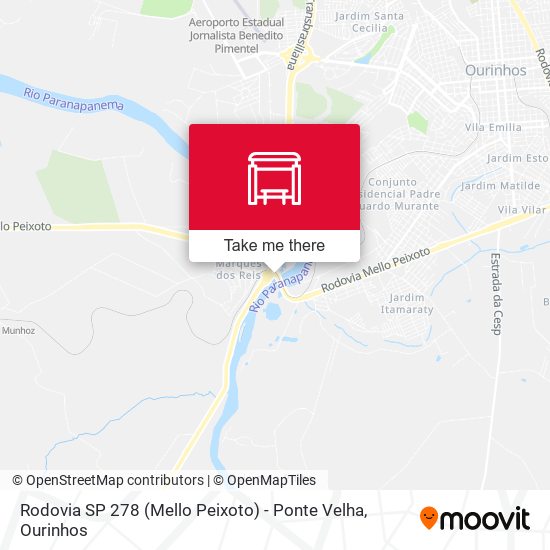 Mapa Rodovia SP 278 (Mello Peixoto) - Ponte Velha