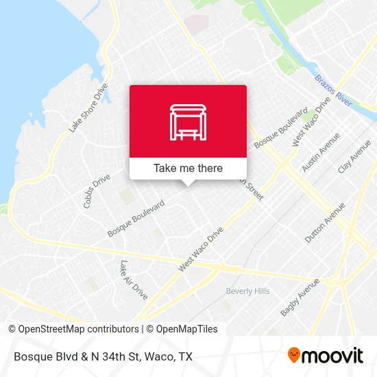 Bosque Blvd & N 34th St map