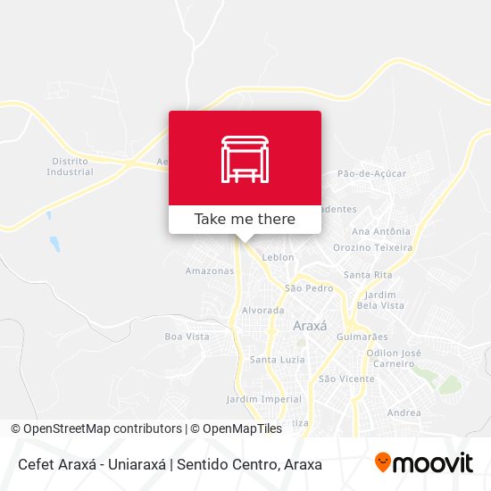 Mapa Cefet Araxá - Uniaraxá | Sentido Centro