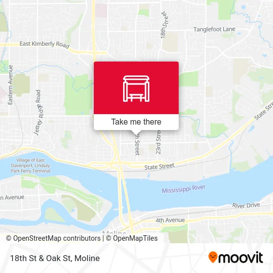 18th St & Oak St map