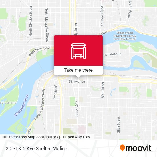 20 St & 6 Ave Shelter map