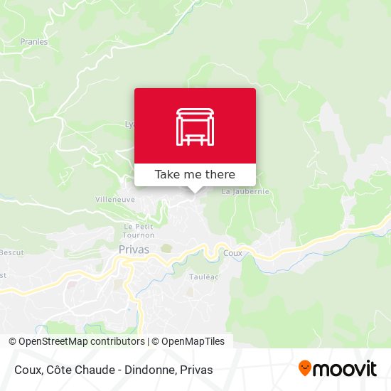 Coux, Côte Chaude - Dindonne map